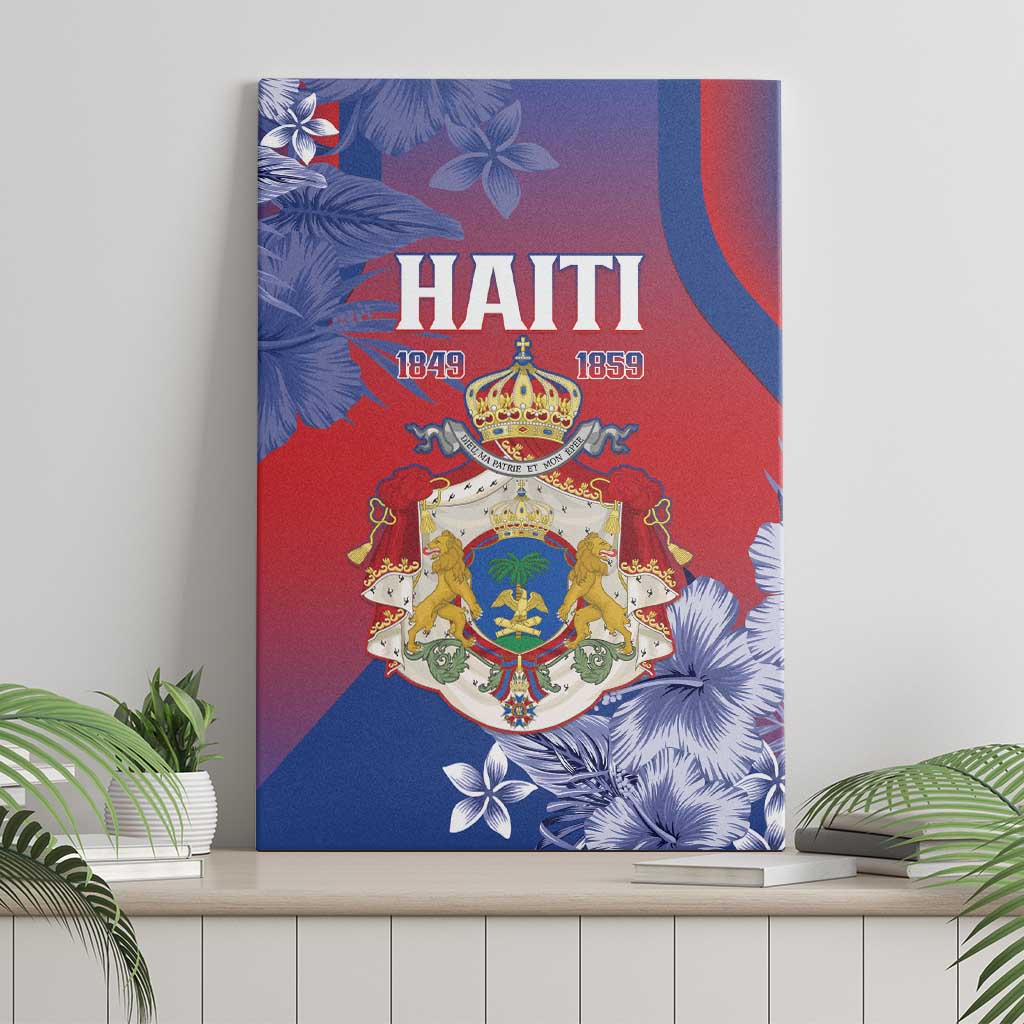 Second Anpi an Ayiti Canvas Wall Art Imperial Haiti Coat Of Arms Tropical Flowers