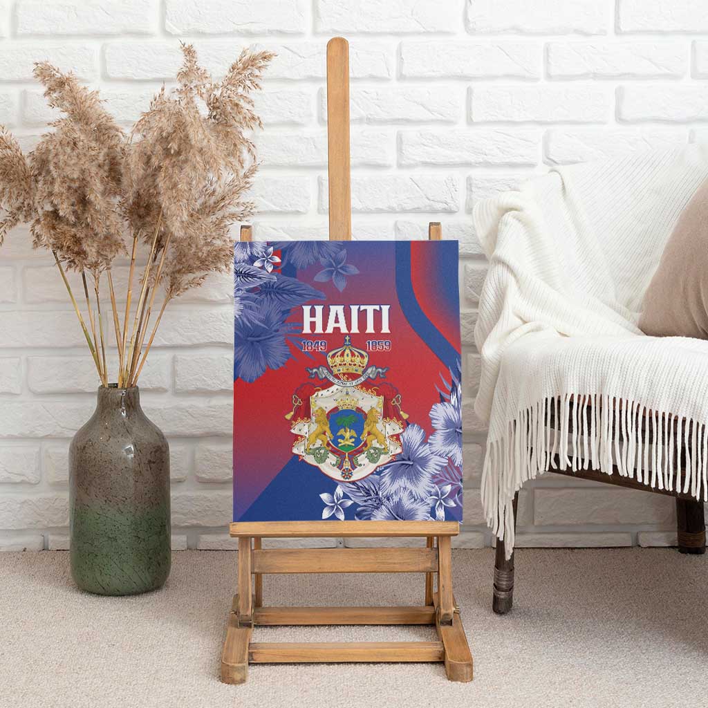 Second Anpi an Ayiti Canvas Wall Art Imperial Haiti Coat Of Arms Tropical Flowers