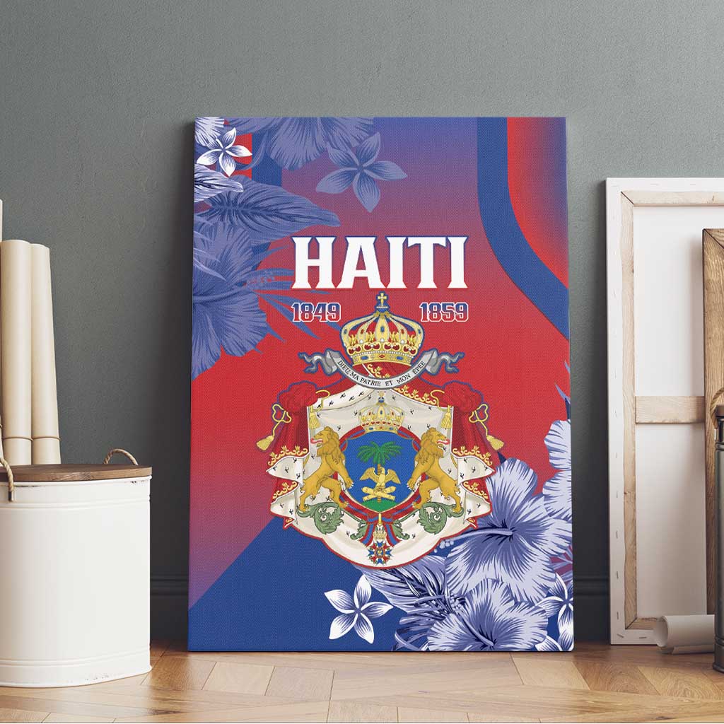 Second Anpi an Ayiti Canvas Wall Art Imperial Haiti Coat Of Arms Tropical Flowers