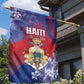 Second Anpi an Ayiti Garden Flag Imperial Haiti Coat Of Arms Tropical Flowers