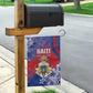 Second Anpi an Ayiti Garden Flag Imperial Haiti Coat Of Arms Tropical Flowers