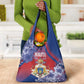 Second Anpi an Ayiti Grocery Bag Imperial Haiti Coat Of Arms Tropical Flowers