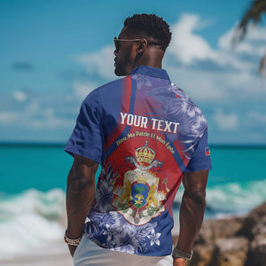 Personalized Second Anpi an Ayiti Hawaiian Shirt Imperial Haiti Coat Of Arms Tropical Flowers