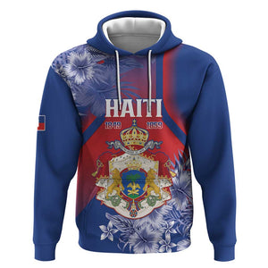 Personalized Second Anpi an Ayiti Hoodie Imperial Haiti Coat Of Arms Tropical Flowers