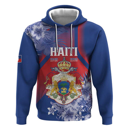 Personalized Second Anpi an Ayiti Hoodie Imperial Haiti Coat Of Arms Tropical Flowers