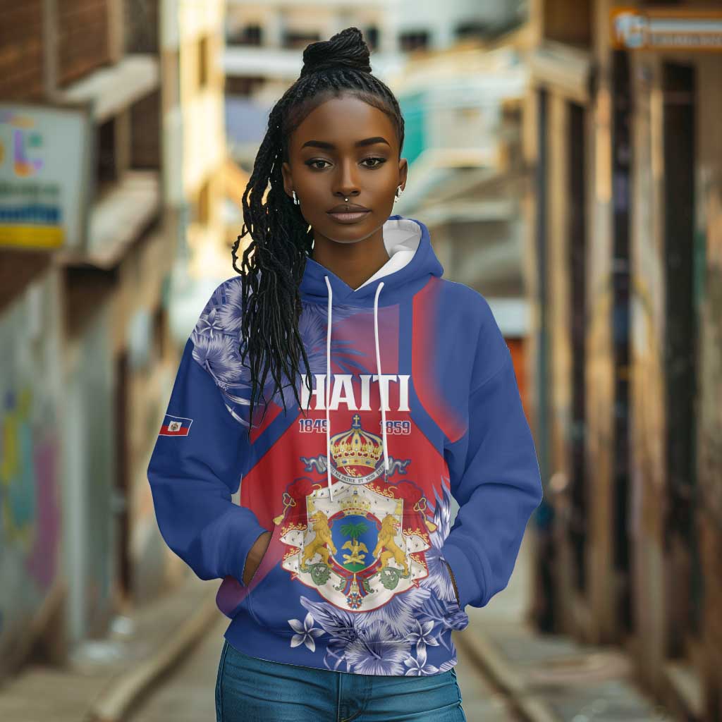 Personalized Second Anpi an Ayiti Hoodie Imperial Haiti Coat Of Arms Tropical Flowers