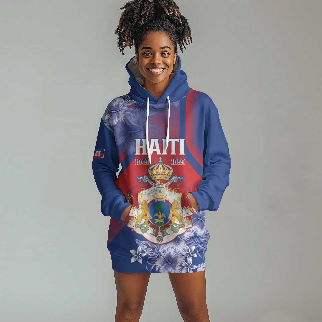 Personalized Second Anpi an Ayiti Hoodie Dress Imperial Haiti Coat Of Arms Tropical Flowers
