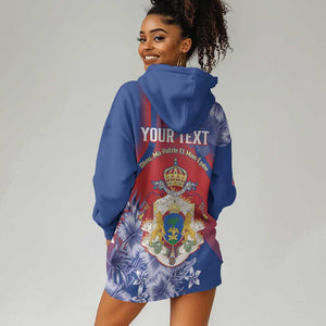 Personalized Second Anpi an Ayiti Hoodie Dress Imperial Haiti Coat Of Arms Tropical Flowers