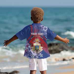 Personalized Second Anpi an Ayiti Kid Hawaiian Shirt Imperial Haiti Coat Of Arms Tropical Flowers