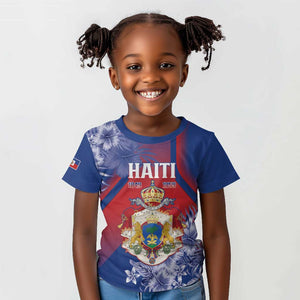 Personalized Second Anpi an Ayiti Kid T shirt Imperial Haiti Coat Of Arms Tropical Flowers
