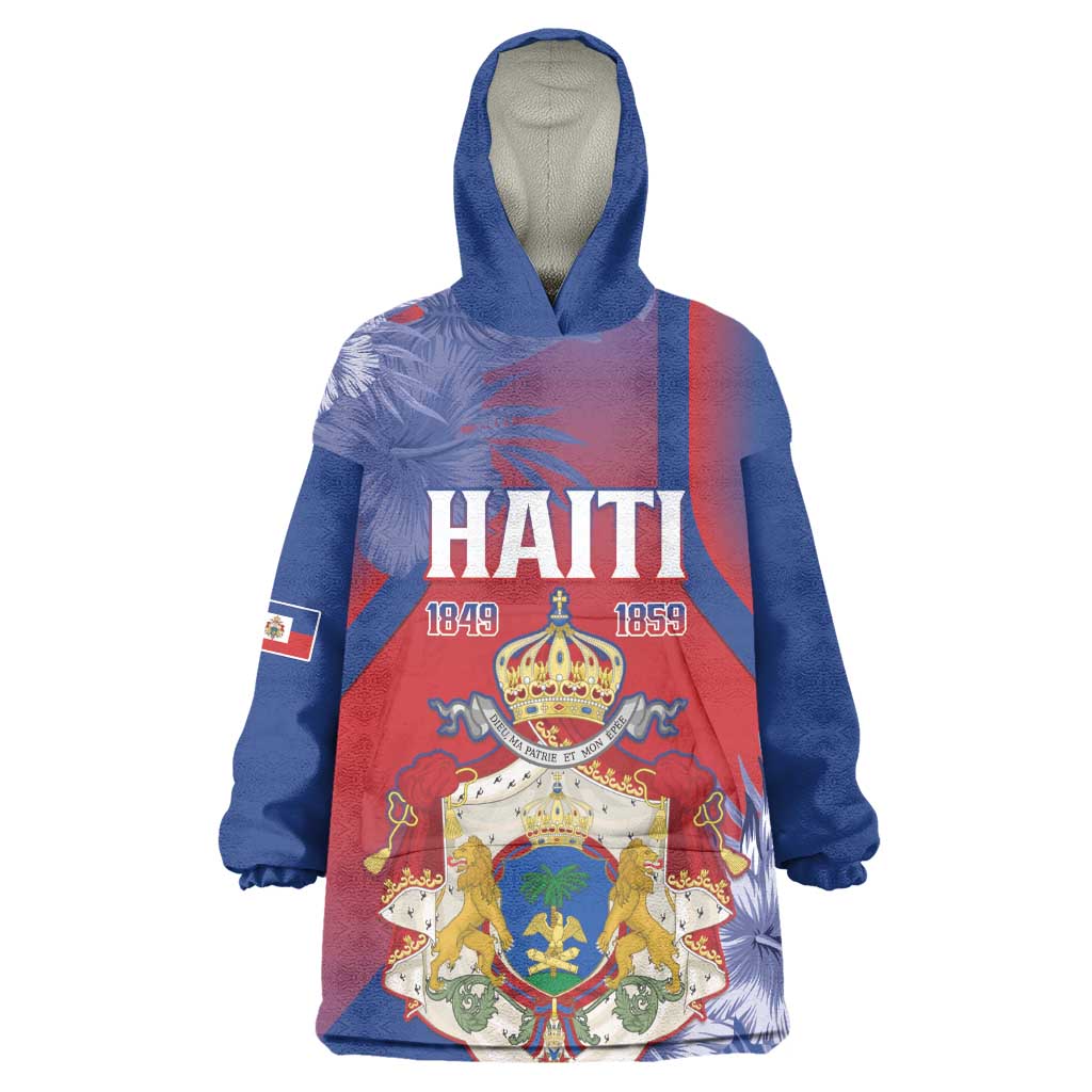 Personalized Second Anpi an Ayiti Kid Wearable Blanket Hoodie Imperial Haiti Coat Of Arms Tropical Flowers