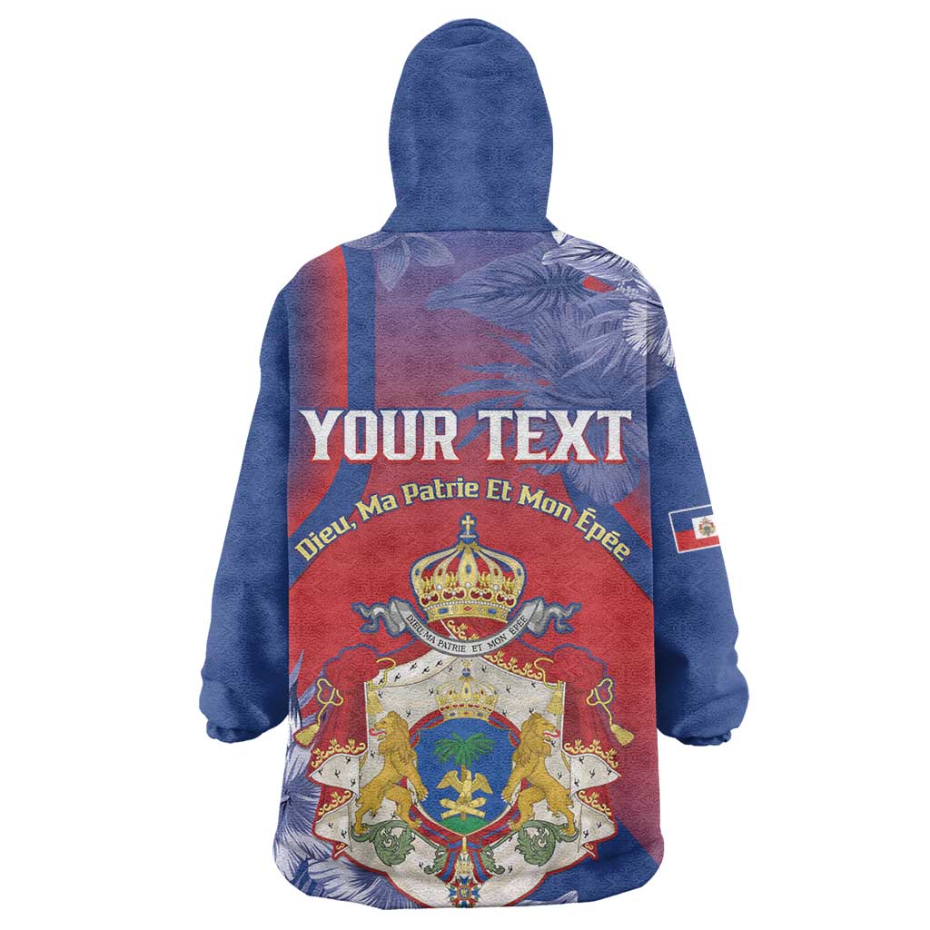 Personalized Second Anpi an Ayiti Kid Wearable Blanket Hoodie Imperial Haiti Coat Of Arms Tropical Flowers