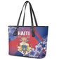 Second Anpi an Ayiti Leather Tote Bag Imperial Haiti Coat Of Arms Tropical Flowers