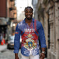 Personalized Second Anpi an Ayiti Long Sleeve Button Shirt Imperial Haiti Coat Of Arms Tropical Flowers