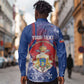 Personalized Second Anpi an Ayiti Long Sleeve Button Shirt Imperial Haiti Coat Of Arms Tropical Flowers
