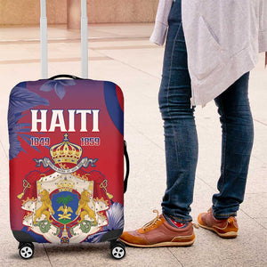 Second Anpi an Ayiti Luggage Cover Imperial Haiti Coat Of Arms Tropical Flowers