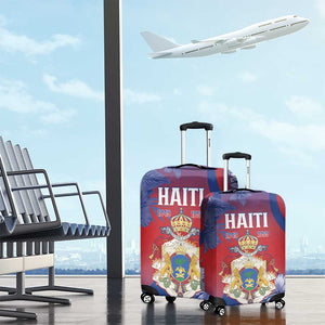 Second Anpi an Ayiti Luggage Cover Imperial Haiti Coat Of Arms Tropical Flowers