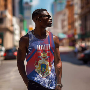 Personalized Second Anpi an Ayiti Men Tank Top Imperial Haiti Coat Of Arms Tropical Flowers