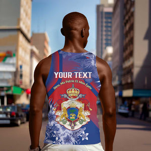 Personalized Second Anpi an Ayiti Men Tank Top Imperial Haiti Coat Of Arms Tropical Flowers