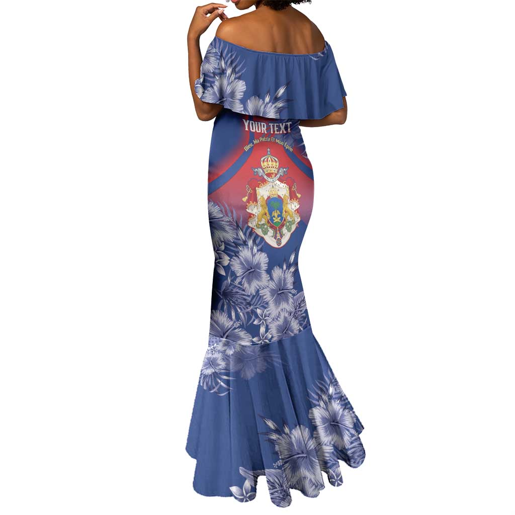 Personalized Second Anpi an Ayiti Mermaid Dress Imperial Haiti Coat Of Arms Tropical Flowers