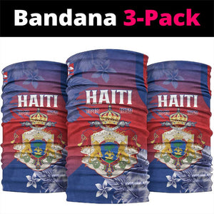 Second Anpi an Ayiti Neck Gaiter Imperial Haiti Coat Of Arms Tropical Flowers LT15