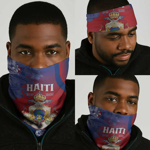 Second Anpi an Ayiti Neck Gaiter Imperial Haiti Coat Of Arms Tropical Flowers LT15
