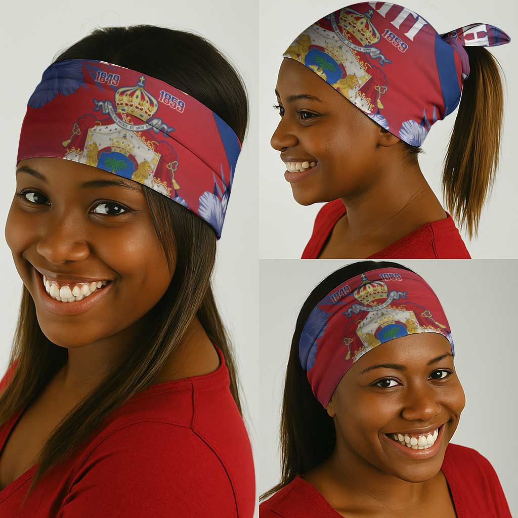Second Anpi an Ayiti Neck Gaiter Imperial Haiti Coat Of Arms Tropical Flowers LT15