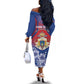 Personalized Second Anpi an Ayiti Off The Shoulder Long Sleeve Dress Imperial Haiti Coat Of Arms Tropical Flowers