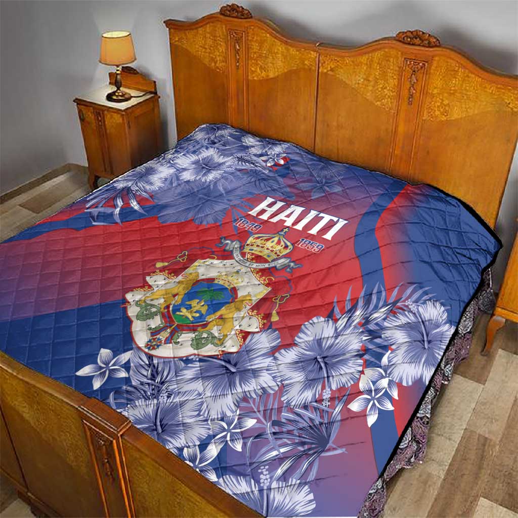 Second Anpi an Ayiti Quilt Imperial Haiti Coat Of Arms Tropical Flowers