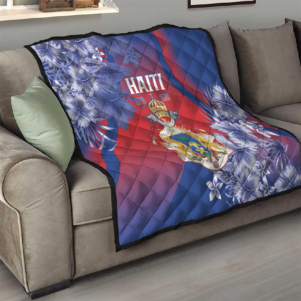 Second Anpi an Ayiti Quilt Imperial Haiti Coat Of Arms Tropical Flowers