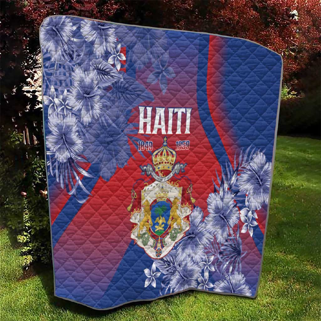 Second Anpi an Ayiti Quilt Imperial Haiti Coat Of Arms Tropical Flowers