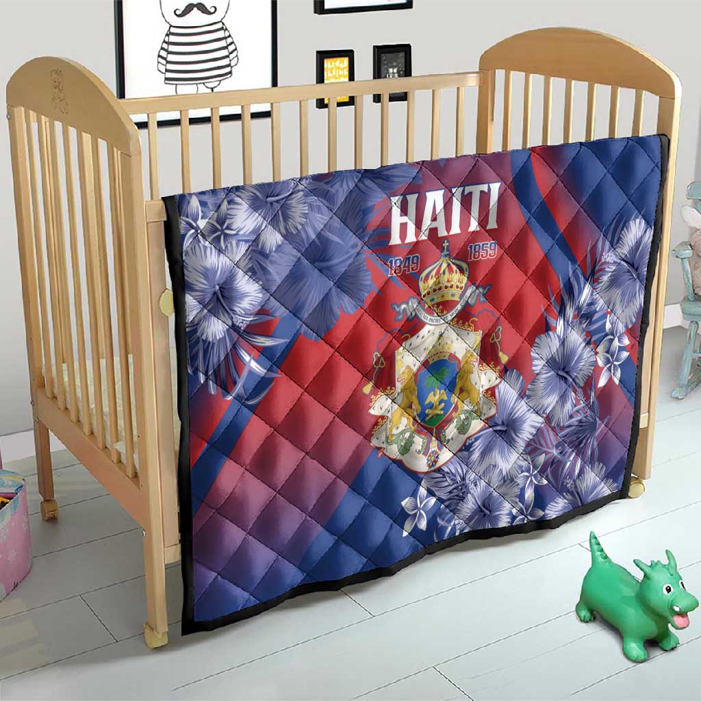 Second Anpi an Ayiti Quilt Imperial Haiti Coat Of Arms Tropical Flowers