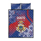 Second Anpi an Ayiti Quilt Bed Set Imperial Haiti Coat Of Arms Tropical Flowers