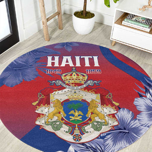 Second Anpi an Ayiti Round Carpet Imperial Haiti Coat Of Arms Tropical Flowers
