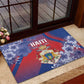 Second Anpi an Ayiti Rubber Doormat Imperial Haiti Coat Of Arms Tropical Flowers