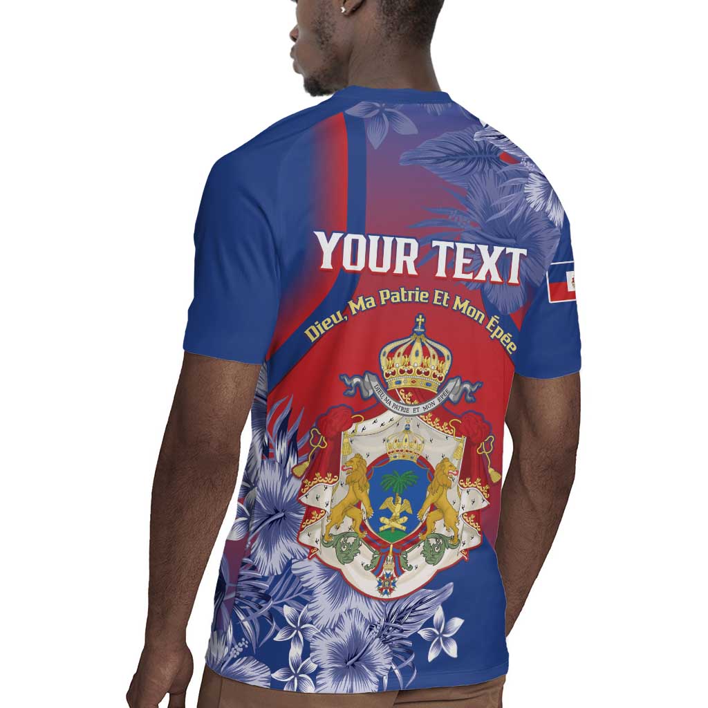 Personalized Second Anpi an Ayiti Rugby Jersey Imperial Haiti Coat Of Arms Tropical Flowers