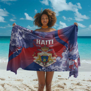 Second Anpi an Ayiti Sarong Imperial Haiti Coat Of Arms Tropical Flowers