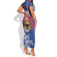 Personalized Second Anpi an Ayiti Short Sleeve Bodycon Dress Imperial Haiti Coat Of Arms Tropical Flowers