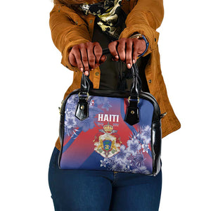 Second Anpi an Ayiti Shoulder Handbag Imperial Haiti Coat Of Arms Tropical Flowers