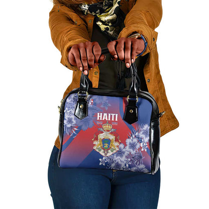 Second Anpi an Ayiti Shoulder Handbag Imperial Haiti Coat Of Arms Tropical Flowers