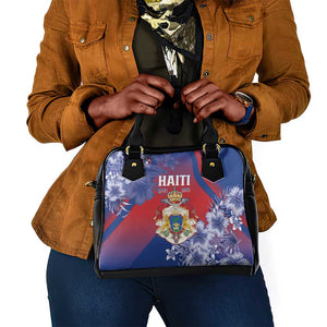 Second Anpi an Ayiti Shoulder Handbag Imperial Haiti Coat Of Arms Tropical Flowers