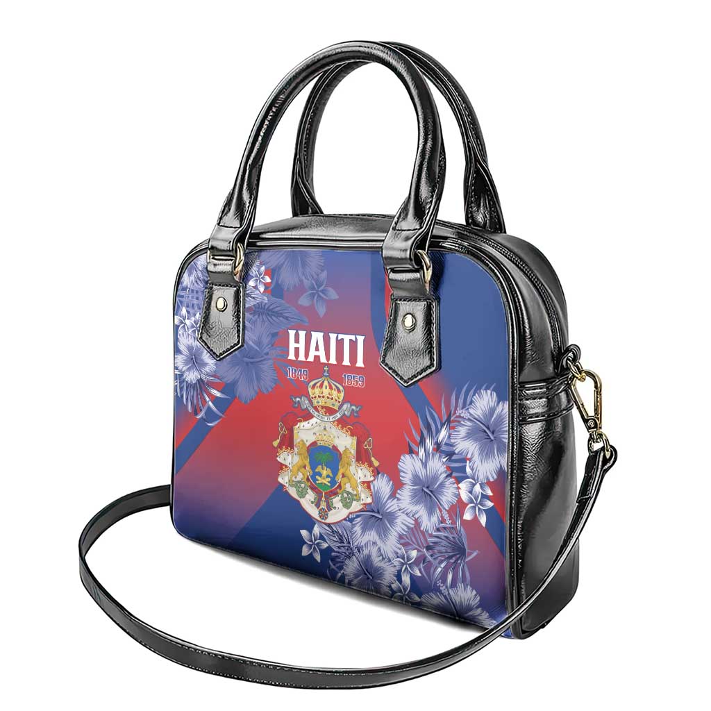 Second Anpi an Ayiti Shoulder Handbag Imperial Haiti Coat Of Arms Tropical Flowers