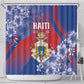 Second Anpi an Ayiti Shower Curtain Imperial Haiti Coat Of Arms Tropical Flowers