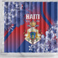 Second Anpi an Ayiti Shower Curtain Imperial Haiti Coat Of Arms Tropical Flowers