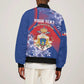 Personalized Second Anpi an Ayiti Sleeve Zip Bomber Jacket Imperial Haiti Coat Of Arms Tropical Flowers