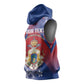 Personalized Second Anpi an Ayiti Sleeveless Hoodie Imperial Haiti Coat Of Arms Tropical Flowers - African Pride