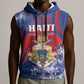 Personalized Second Anpi an Ayiti Sleeveless Zip Hoodie Imperial Haiti Coat Of Arms Tropical Flowers - African Pride