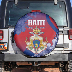 Second Anpi an Ayiti Spare Tire Cover Imperial Haiti Coat Of Arms Tropical Flowers
