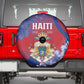 Second Anpi an Ayiti Spare Tire Cover Imperial Haiti Coat Of Arms Tropical Flowers