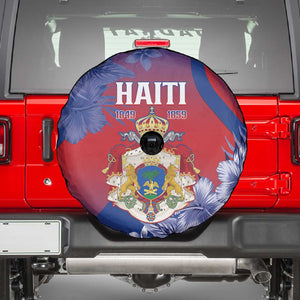 Second Anpi an Ayiti Spare Tire Cover Imperial Haiti Coat Of Arms Tropical Flowers